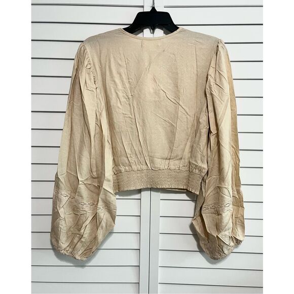 NWT Band Of Gypsies Boho Beige Long Sleeve Top Size Large - Picture 3 of 4